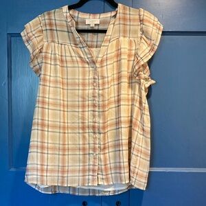NWOT LOFT Cream ButtonDown Blouse with Notched Collar